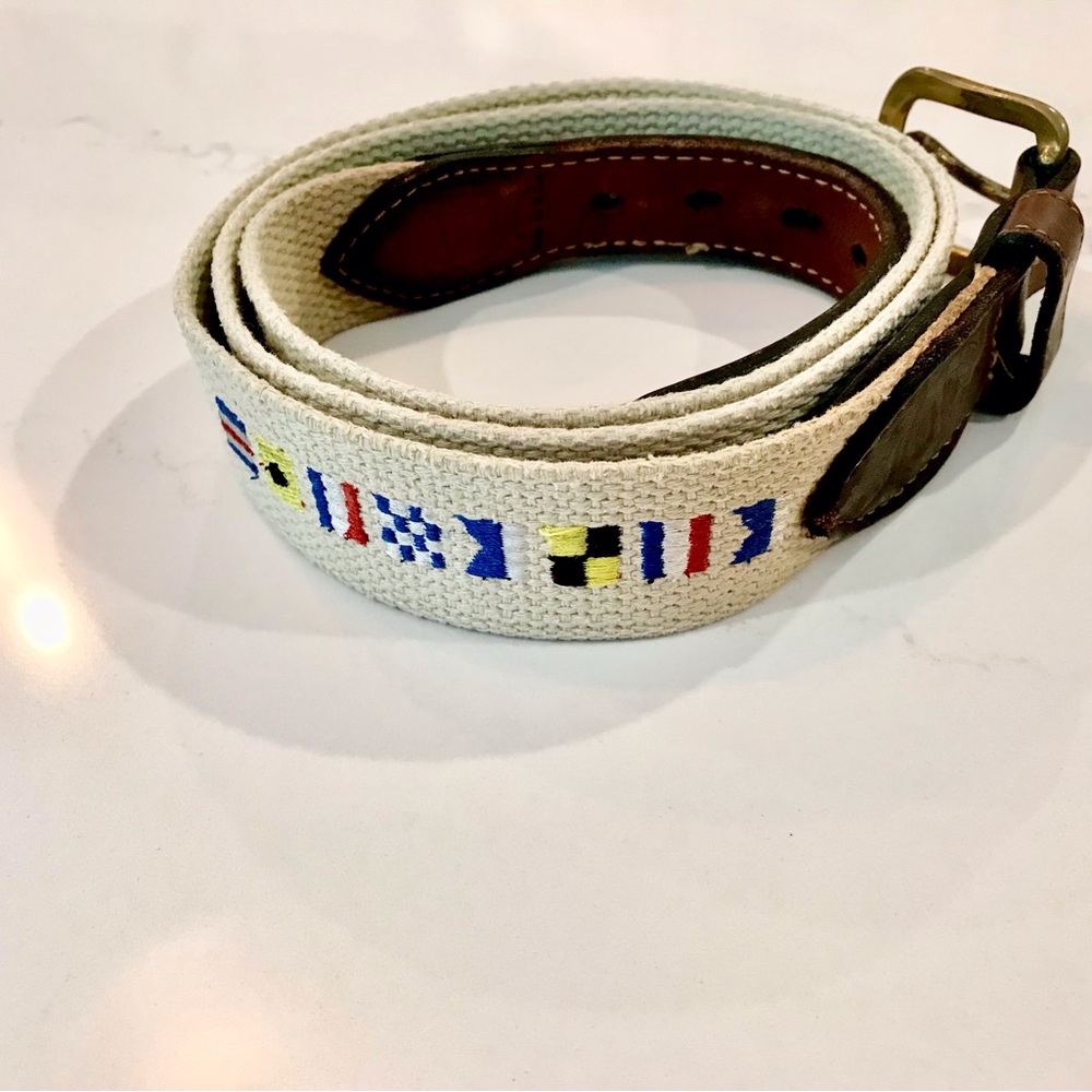 Vtg. Reef Raider Embroidered Nautical Flag Belt 42 USA made